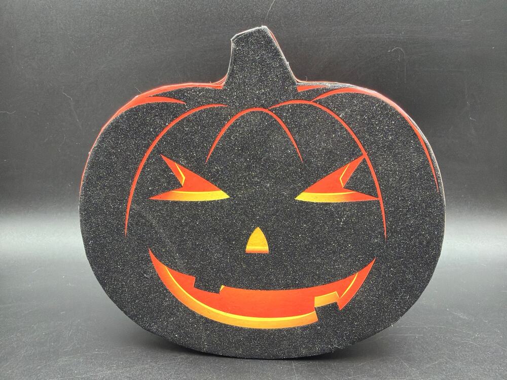 Greenbrier Halloween Jack O Lantern Pumpkin Glitter Treat Trinket Box 7”
